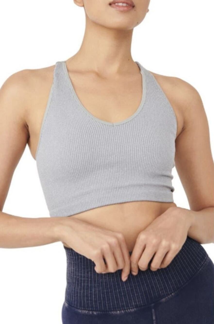 Free People Movement Womens S Heather Gray Free Throw Crop Tank Top Active A26-1